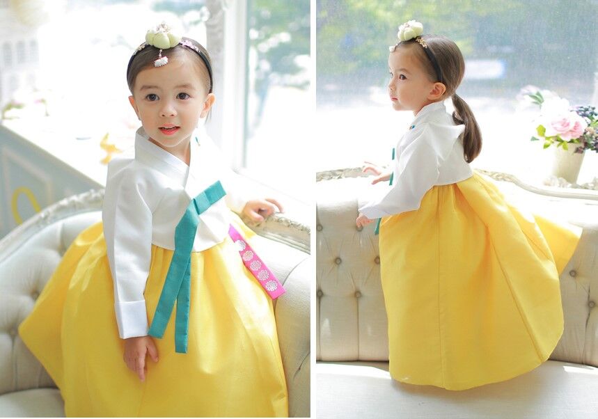 used 美品】チョゴリ☆韓服上着/黄色 プリント柄 すぎん 