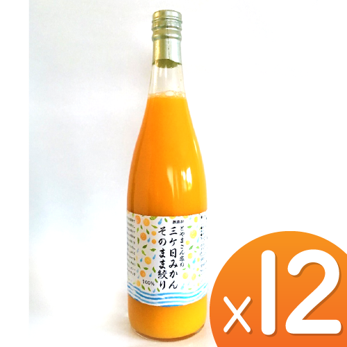三ヶ日みかんそのまま絞り果汁100％ジュース 大瓶720ml 12本セット