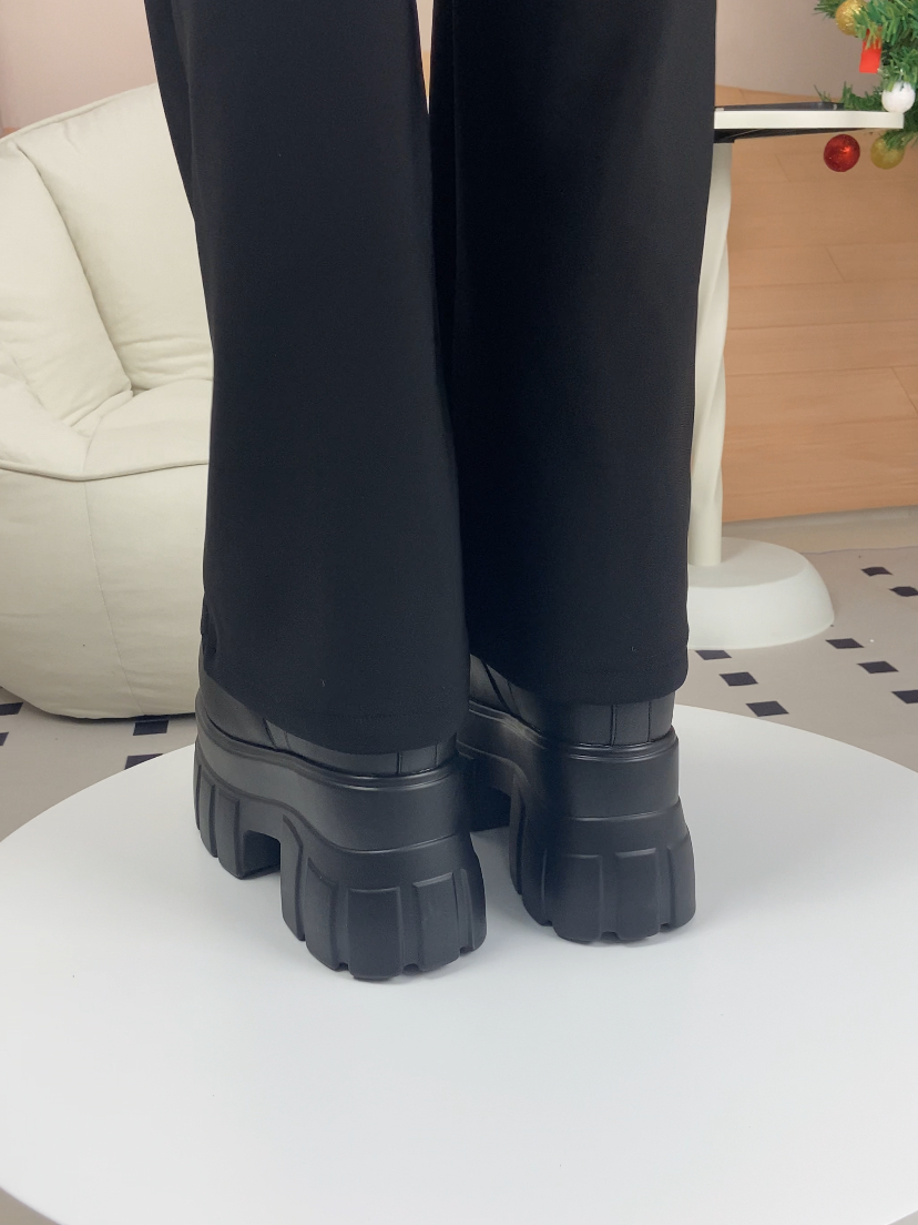 22㎝】シークレットブーツ レースアップ ショートブーツ ブラック 10