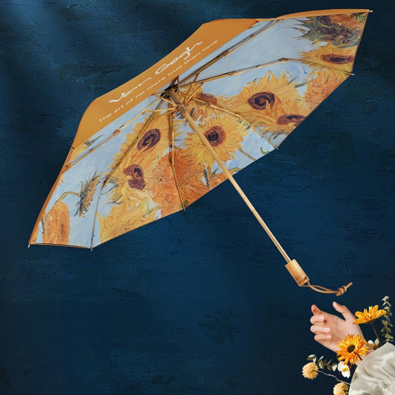 掛軸 美人画 傘 雨 紅葉 金 レトロ C スカーフプリント折りたたみ傘 雨傘 | アフタヌーンティー公式