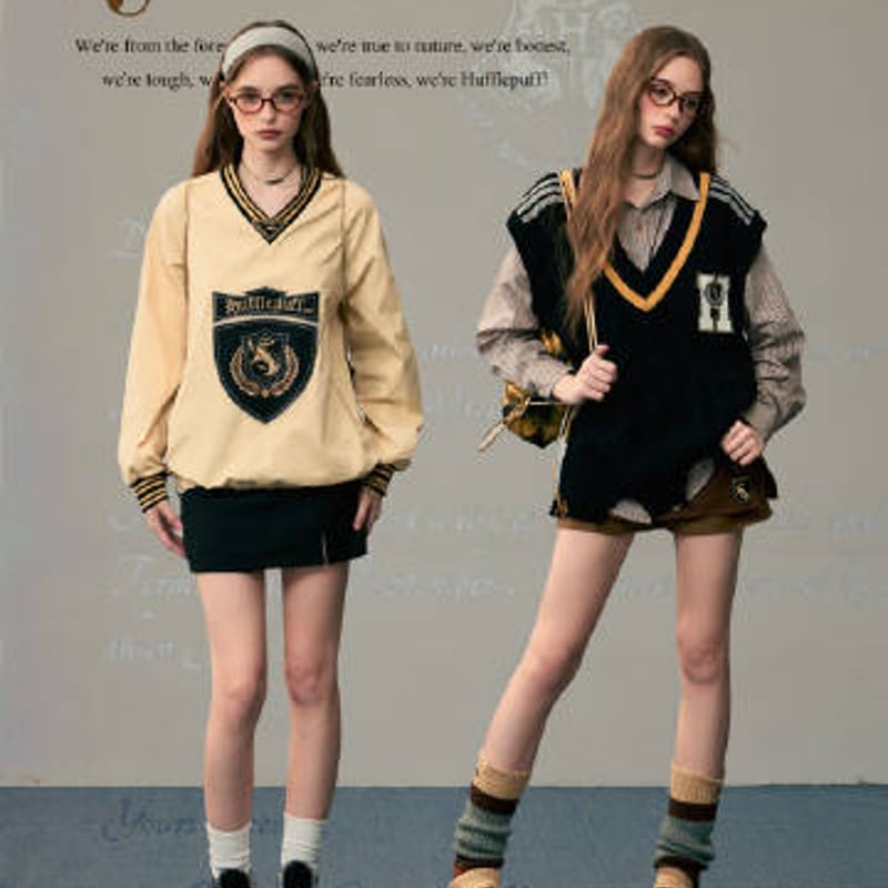 ハリーポッター ホグワーツ寮シンボル Vネックプルオーバー
