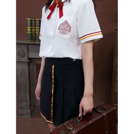 ハリーポッター  半袖2本線ライン 白シャツ レディース/メンズ  ホグワーツ制服 海外限定公式ライセンス品 ME