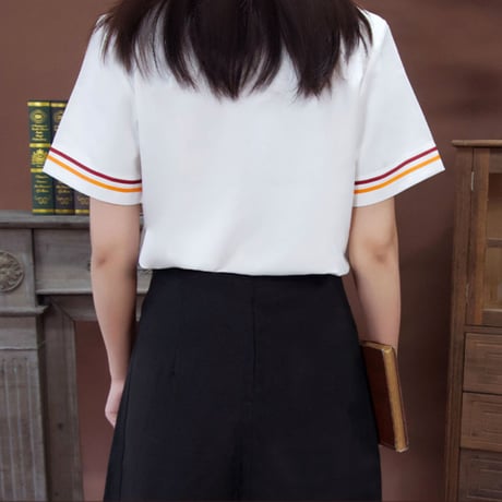 ハリーポッター  半袖2本線ライン 白シャツ レディース/メンズ  ホグワーツ制服 海外限定公式ライセンス品 ME