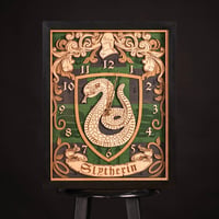 ハリーポッター スリザリン アンティーク 3D 壁掛け時計 ブラック 海外限定公式ライセンス品 ze