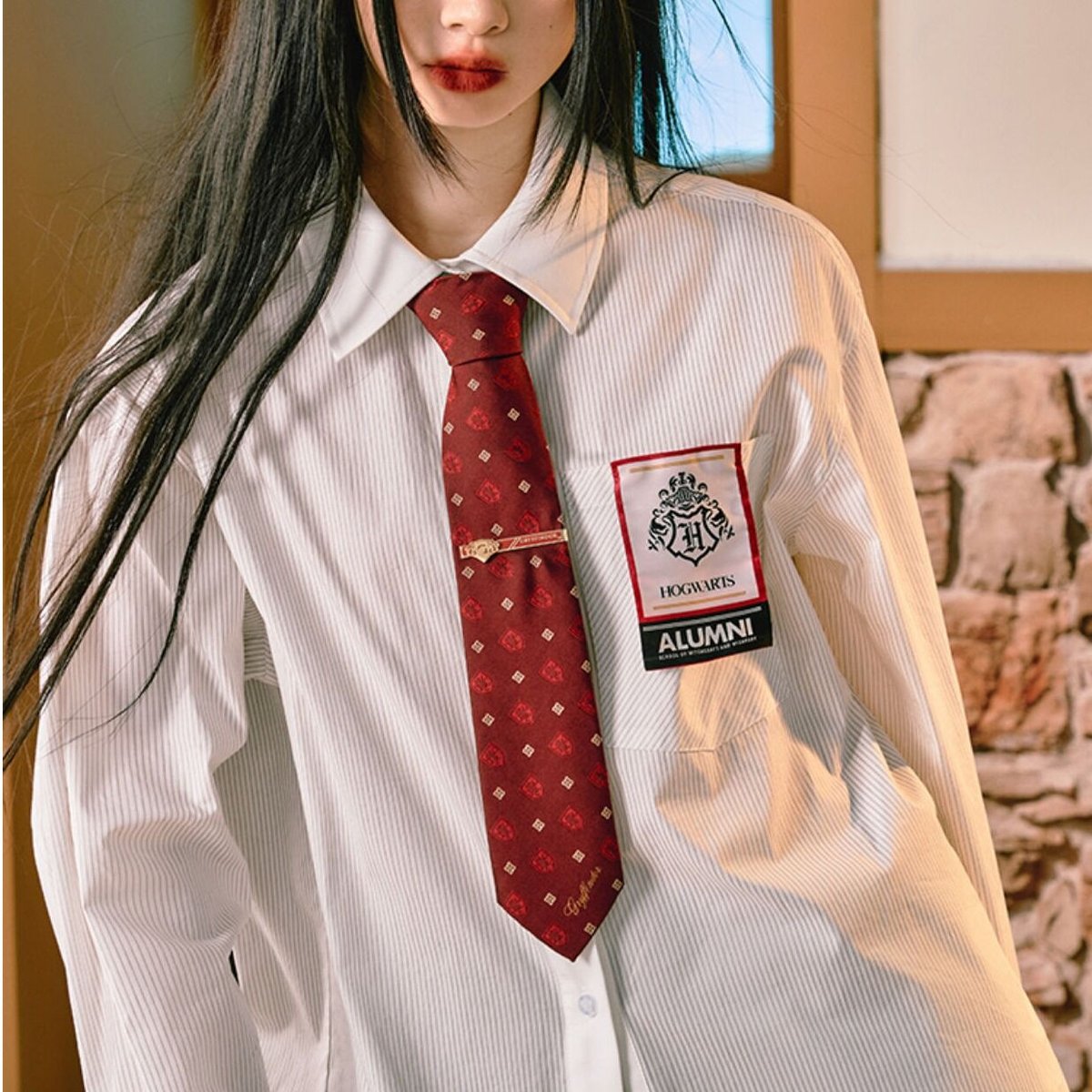 公式 ハリーポッター 「ホワイト」 ストライプ柄 長袖 ブラウス 海外