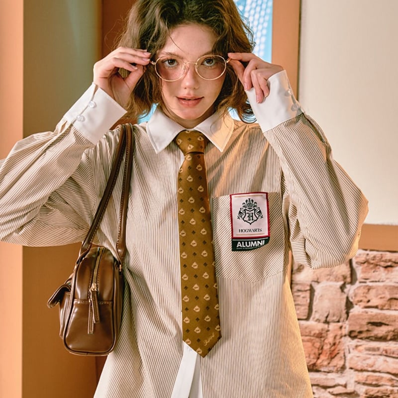 公式 ハリーポッター 「ベージュ」 ストライプ柄 長袖 ブラウス 海外