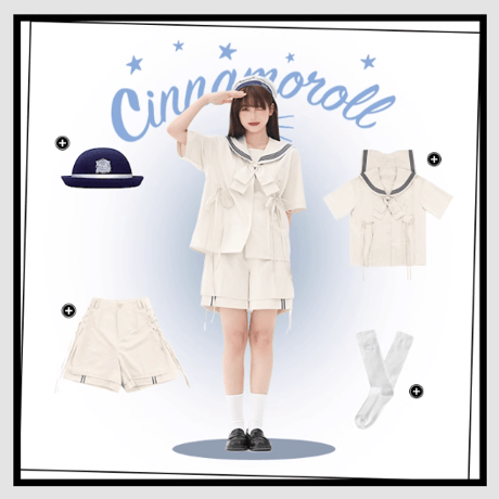 公式 サンリオ シナモロール レースアップセーラーパンツ 海外限定コラボ KYOUKO 2022夏