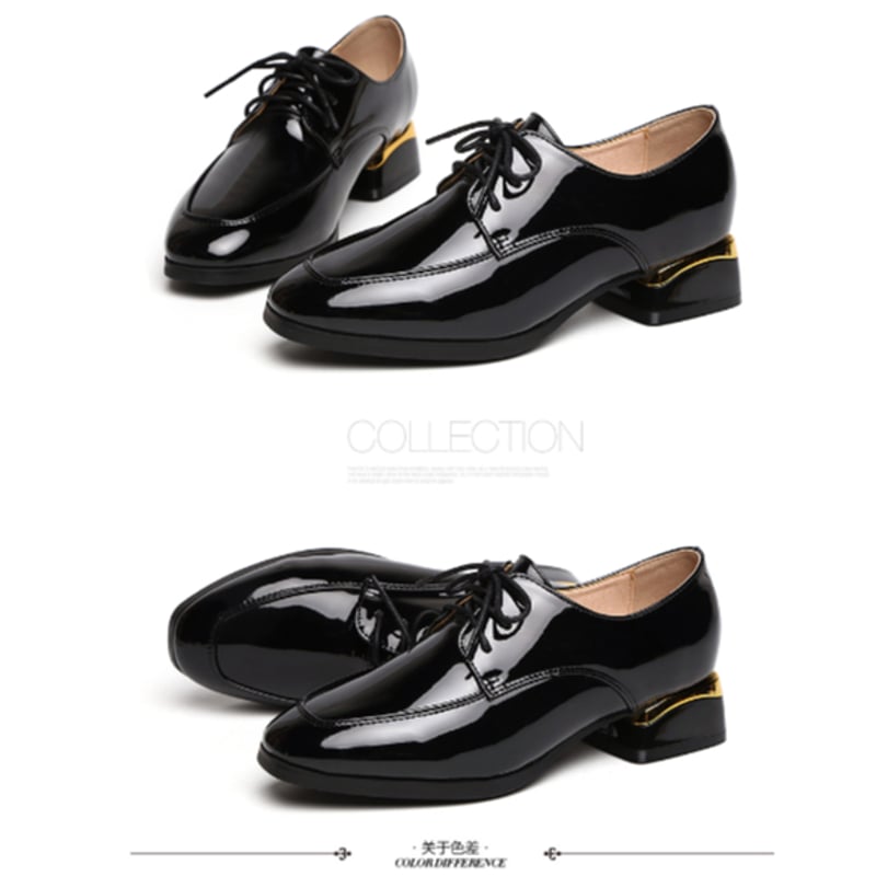 エナメルオックスフォードシューズ ブラック スクウェアトゥ