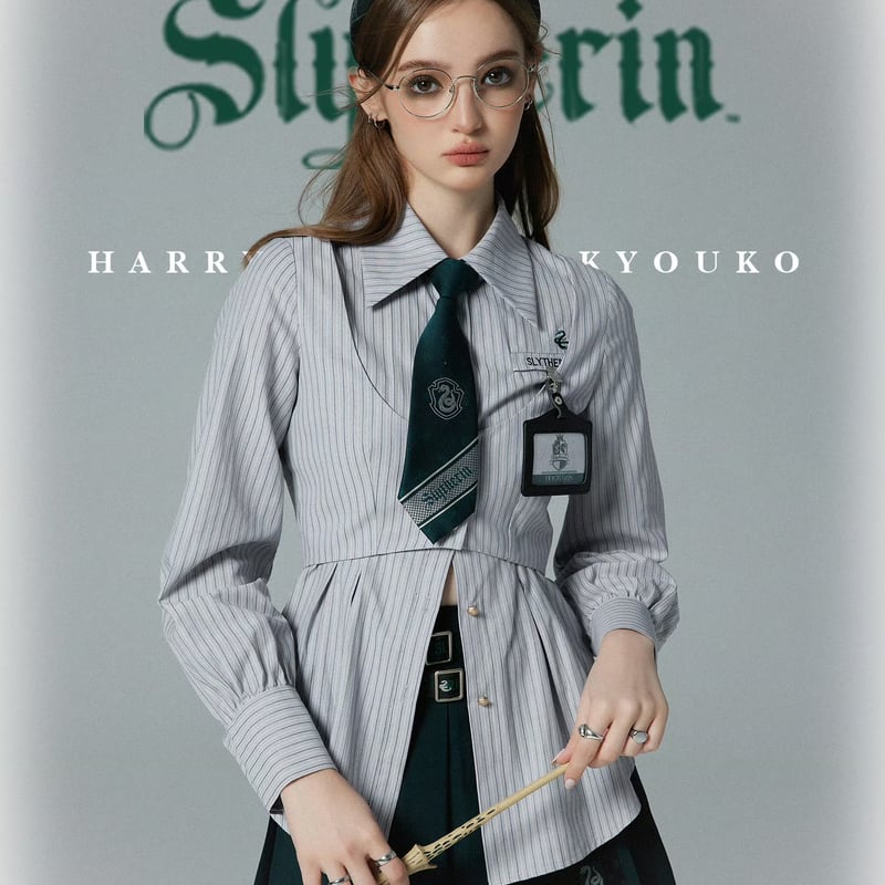 公式 ハリーポッター ストライプロングブラウス ホグワーツ寮 4 公式 ハリーポッター ストライプロングブラウス ホグワーツ寮 4