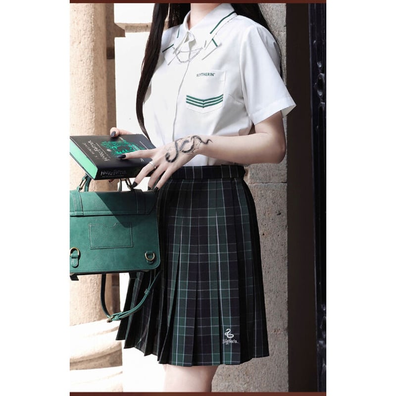 ハリーポッター チェックプリーツスカート コラボKYOUKO 公式 スリザリン ハリーポッター チェックプリーツスカート コラボKYOUKO 公式