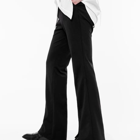 【ファスナー型】厚底・ヒール・シークレットシューズ用 ロングストレートパンツ フォーマルスーツパンツ ブラック  コスプレ