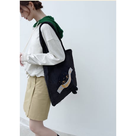 バステト ぬいぐるみ もこもこトートバッグ  貼り付けVer.  大英博物館作品シリーズ