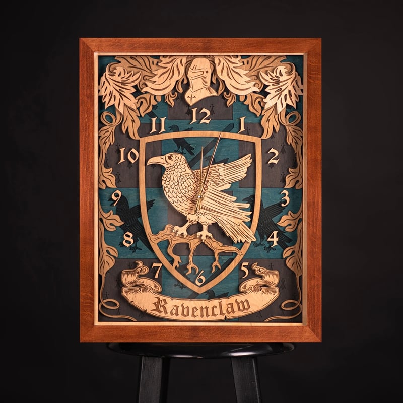ハリーポッター レイブンクロー アンティーク 3D 壁掛け時計 ブラウン