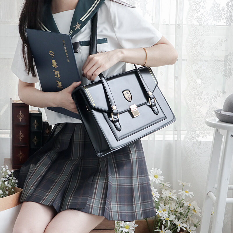 3way 大容量 サッチェルバッグ 黒/ブラウン PUレザー | Aki global