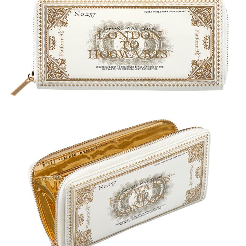 ハリーポッターコラボ9 3/4線チケット柄 公式 ハリーポッター ホグワーツ特急 チケット柄 財布
