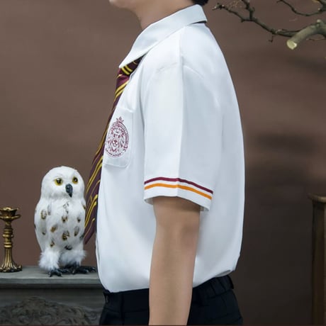ハリーポッター  半袖2本線ライン 白シャツ レディース/メンズ  ホグワーツ制服 海外限定公式ライセンス品 ME