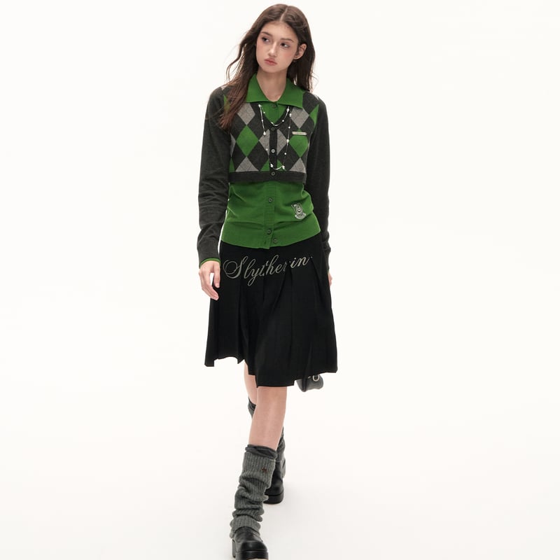 ハリーポッター ダイヤモンドチェック柄フェイクツーピース