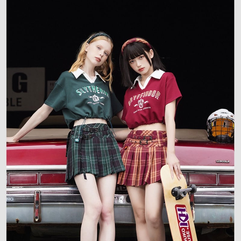 ハリーポッター ベルト付き チェック柄 プリーツスカート