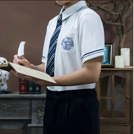 ハリーポッター  半袖2本線ライン 白シャツ レディース/メンズ  ホグワーツ制服 海外限定公式ライセンス品 ME