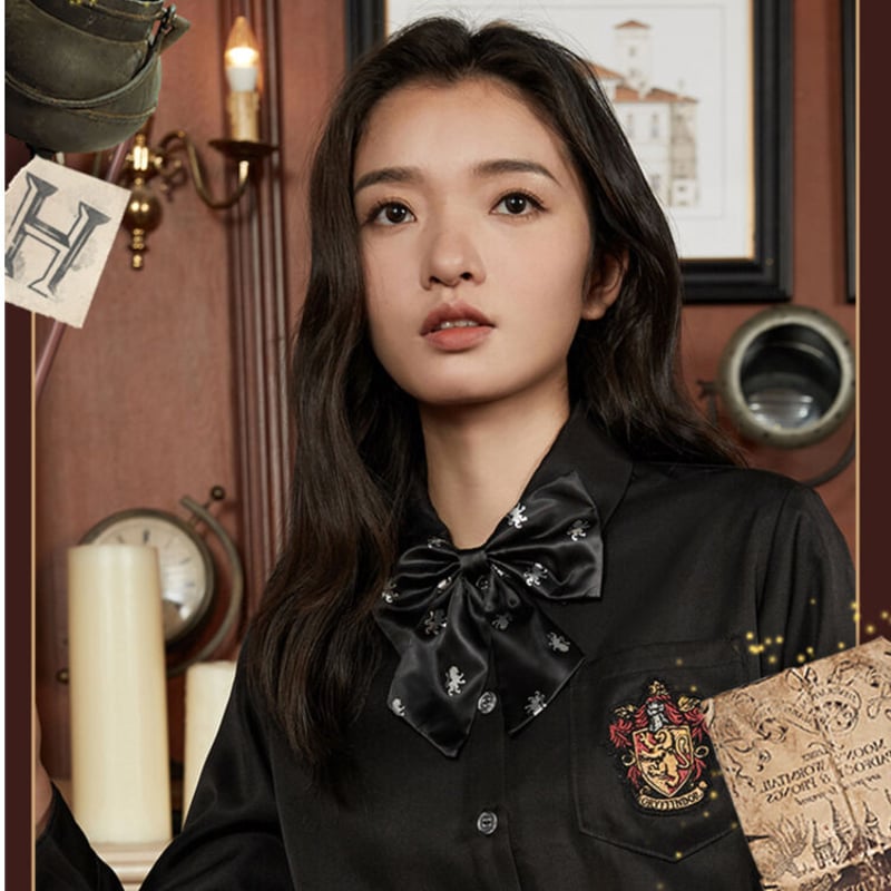 公式 ハリーポッター リボン 黒 寮章柄 ホグワーツ制服 ME | Aki global