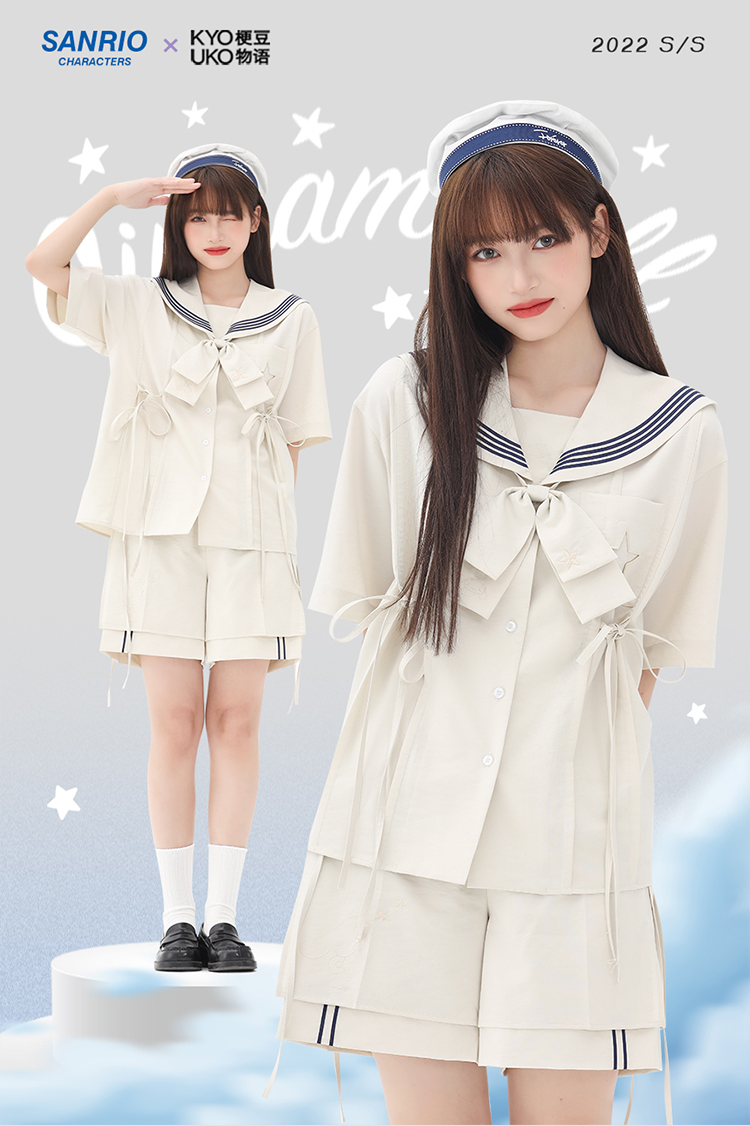 公式 サンリオ シナモロール レースアップ半袖セーラー服 海外限定