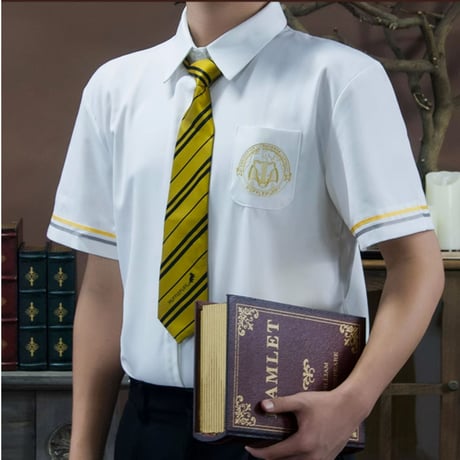 ハリーポッター  半袖2本線ライン 白シャツ レディース/メンズ  ホグワーツ制服 海外限定公式ライセンス品 ME