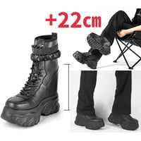 【+22㎝】 シークレットブーツ レースアップショートブーツ ブラック 厚底 コスプレ cos時代