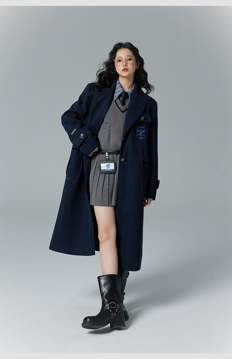 公式 ハリーポッター ヘリンボーン柄ロングコート ホグワーツ寮 4色