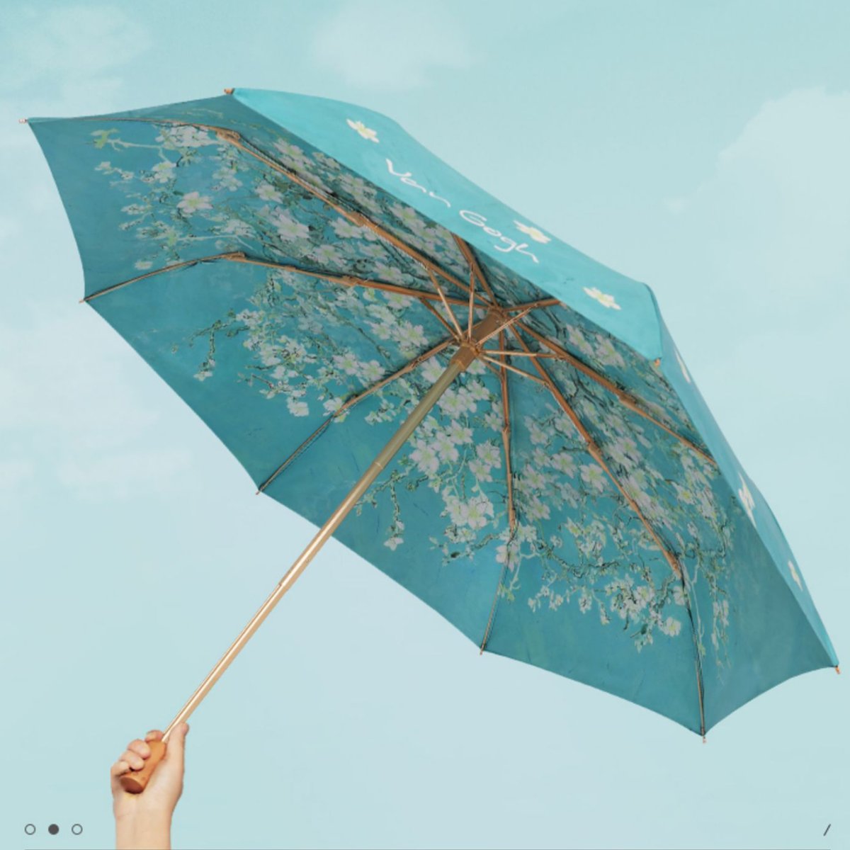 ゴッホ折りたたみ日傘UVカット晴雨兼用花咲くアーモンドの木の枝新品 ゴッホ 花咲くアーモンドの木の枝 3段折りたたみ傘 晴雨兼用 ”16
