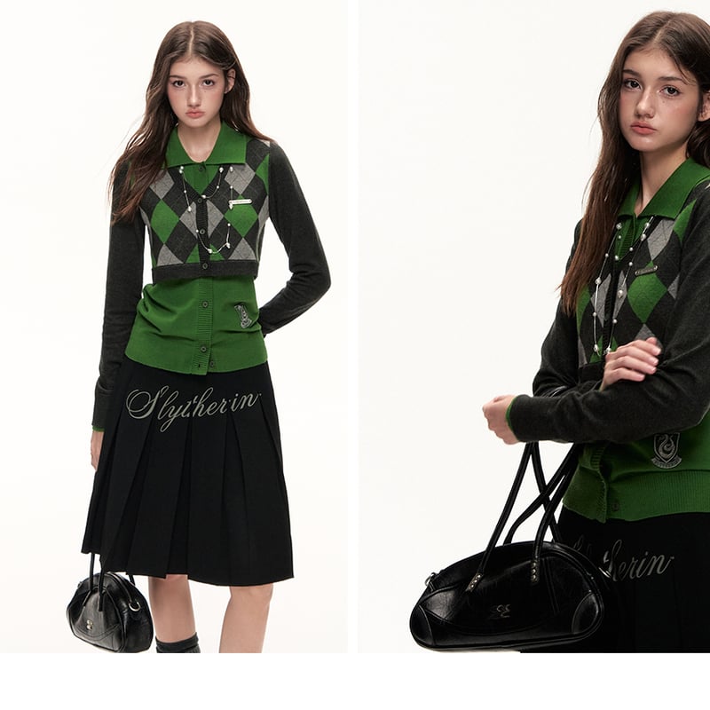 ♡ページ ハリーポッター ダイヤモンドチェック柄フェイクツーピース