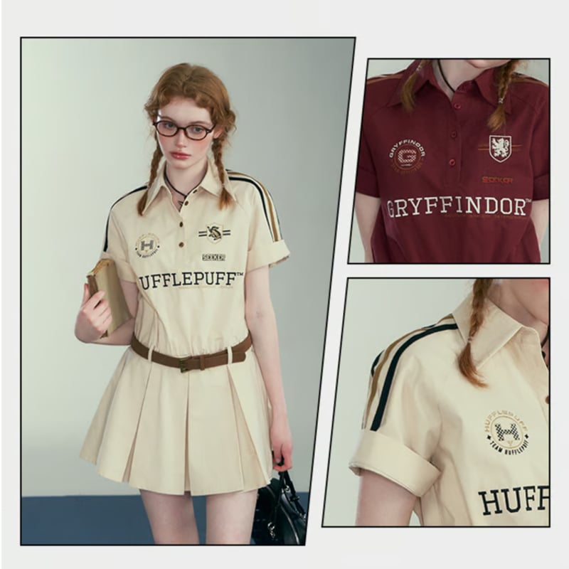 ハリーポッター 半袖 スリムシャツワンピース カレッジスタイル