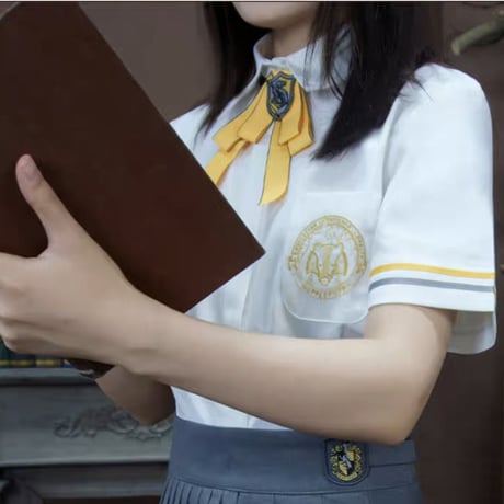 ハリーポッター  半袖2本線ライン 白シャツ レディース/メンズ  ホグワーツ制服 海外限定公式ライセンス品 ME