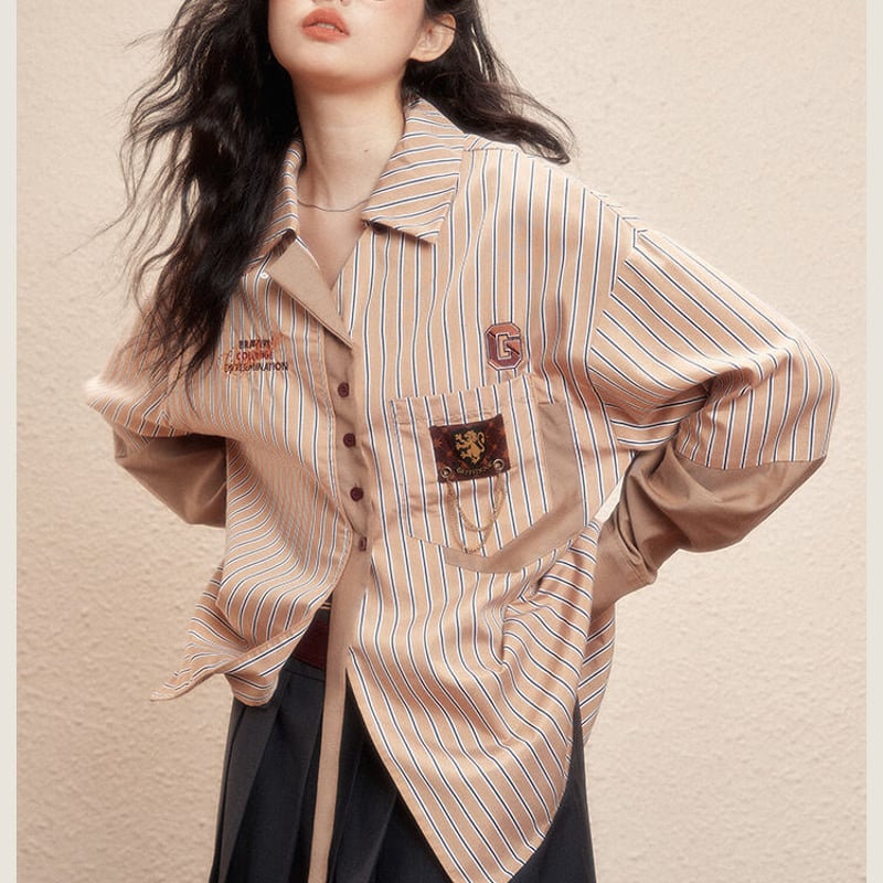 公式 ハリーポッター ストライプ柄オーバーシャツ ホグワーツ寮 4色