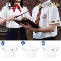 ハリーポッター  半袖2本線ライン 白シャツ レディース/メンズ  ホグワーツ制服 海外限定公式ライセンス品 ME
