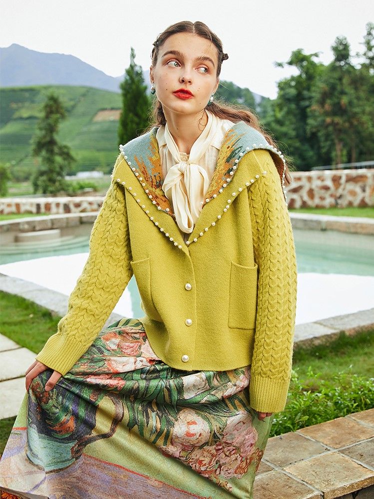 エンジニアードガーメンツ ニットカーディガン ひまわり エンジニアードガーメンツ ニットカーディガン ひまわり