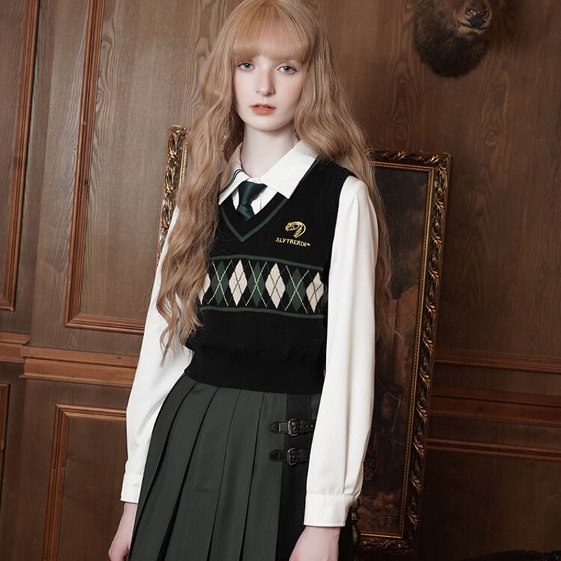 公式 ハリーポッター 2本線ライン 長袖 Yシャツ ホグワーツ寮 4