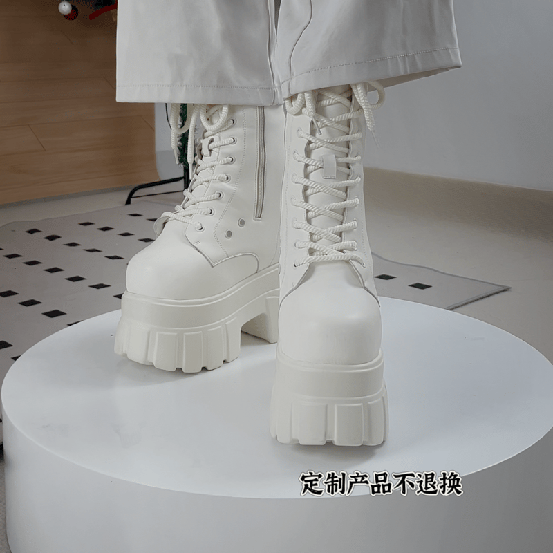 22㎝】シークレットブーツ レースアップ ショートブーツ