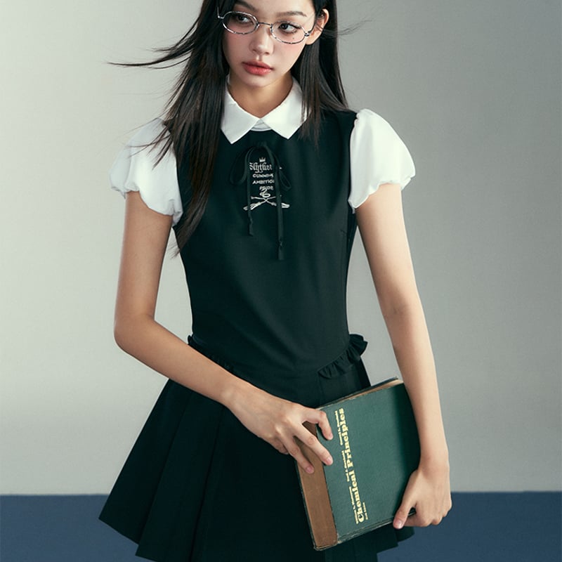 apolina パフスリーブ半袖ワンピース apolina パフスリーブ半袖ワンピース - メルカリ