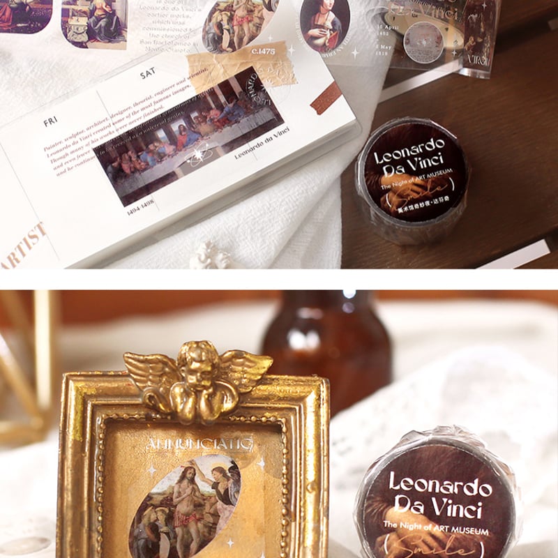 名画 透明マスキングテープ ダヴィンチ ゴッホ モネ ピカソ PET 美術