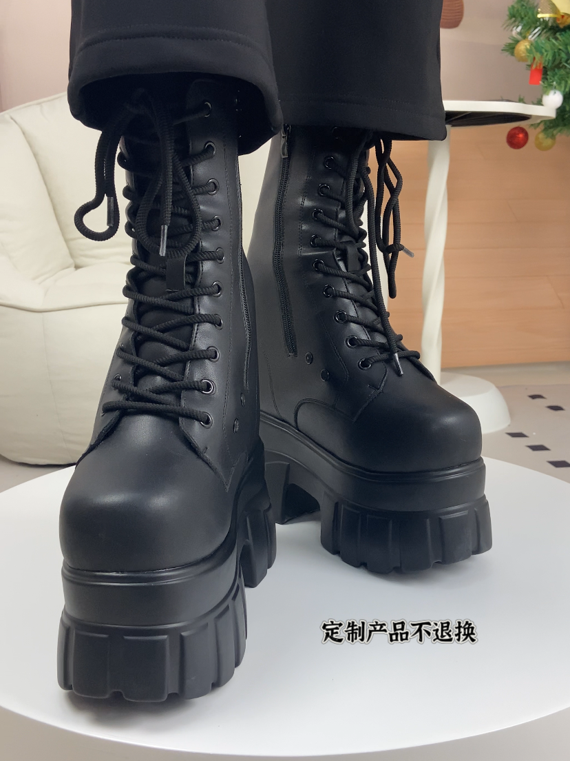 コスプレ 厚底 シークレットブーツ 22cm 22㎝】シークレットブーツ レースアップ ショートブーツ ブラック 10