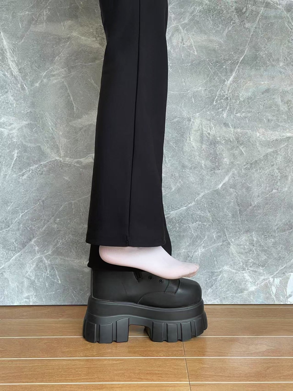 シークレットブーツ コスプレ 18cm 厚底ブーツ 18cm盛り シークレットブーツ コスプレ 黒 編み上げ Lサイズ