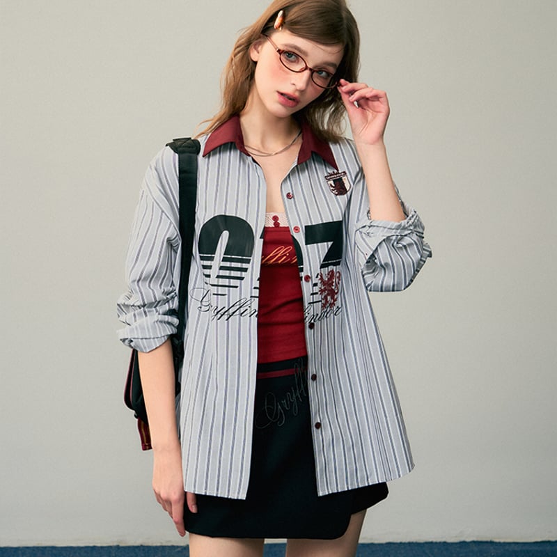 ハリーポッター ストライプ柄 ホグワーツ寮 オーバーシャツKYOUKO2024
