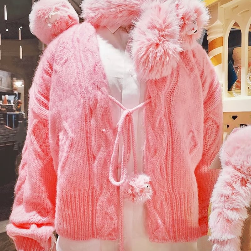 美品　＜H＞スパークルニットカーディガン　ピンク H＞スパークルニットカーディガン