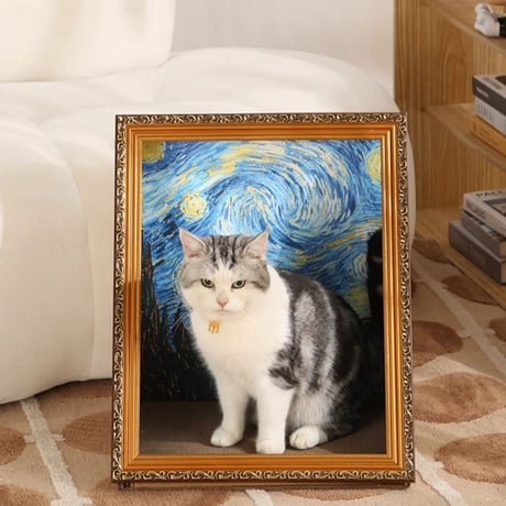 猫用 絵画の爪とぎハウス "アンティークフレーム 本体セット" 美術作品シリーズ
