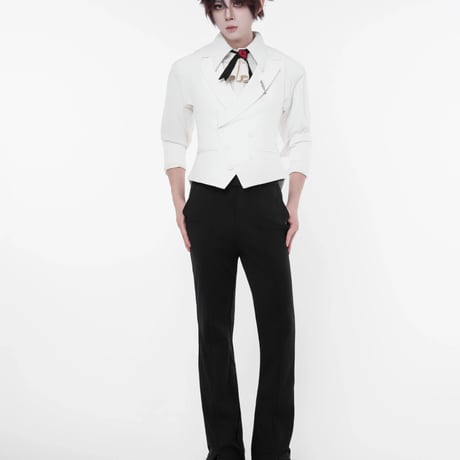 【ファスナー型】厚底・ヒール・シークレットシューズ用 ロングストレートパンツ フォーマルスーツパンツ ブラック  コスプレ