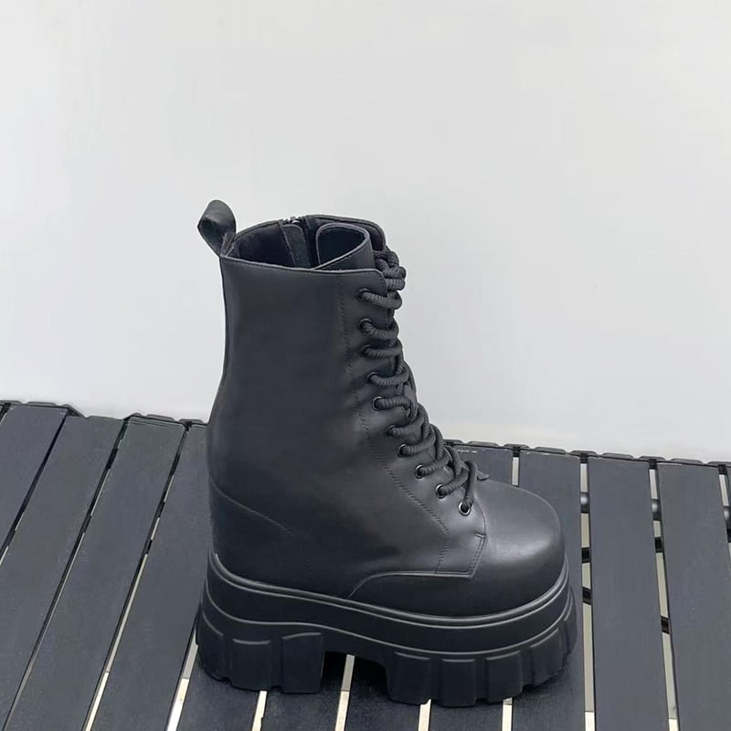 22㎝】シークレットブーツ レースアップ ショートブーツ