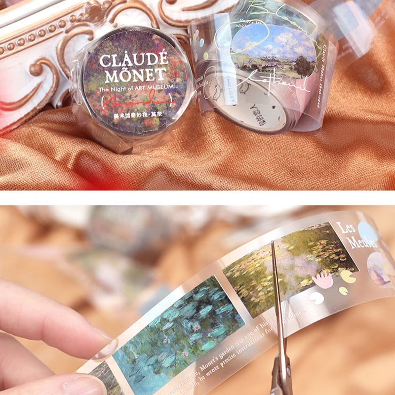 名画 透明マスキングテープ ダヴィンチ ゴッホ モネ ピカソ PET 美術