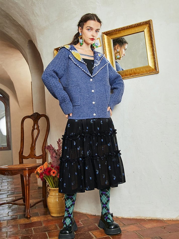 ゴッホ 星月夜 セーラーニットカーディガン 美術作品シリーズ | Aki global