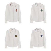 公式 ハリーポッター ブラウス Yシャツ 白 寮章 ワッペン  英国風 ホグワーツ制服 ME