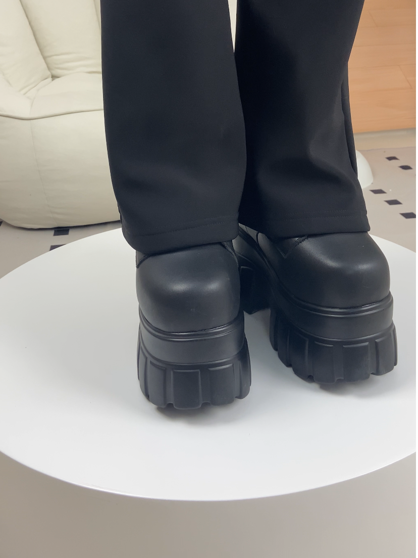 22㎝】シークレットブーツ レースアップ ショートブーツ ホワイト 10
